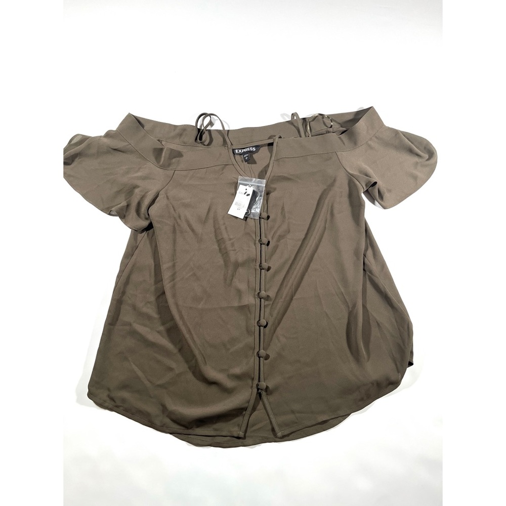 NWT Express Green Short Sleeve Cold Shoulder Blouse S/P